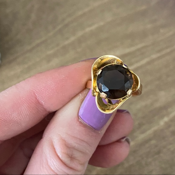 Stunning 14k Gold Large Smoky Quartz Ring - Picture 3 of 14